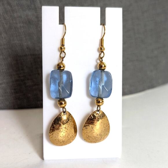 Bohemian Style Gold Tone Glass Beaded Dangle Drop Hook Earrings - Picture 2 of 3